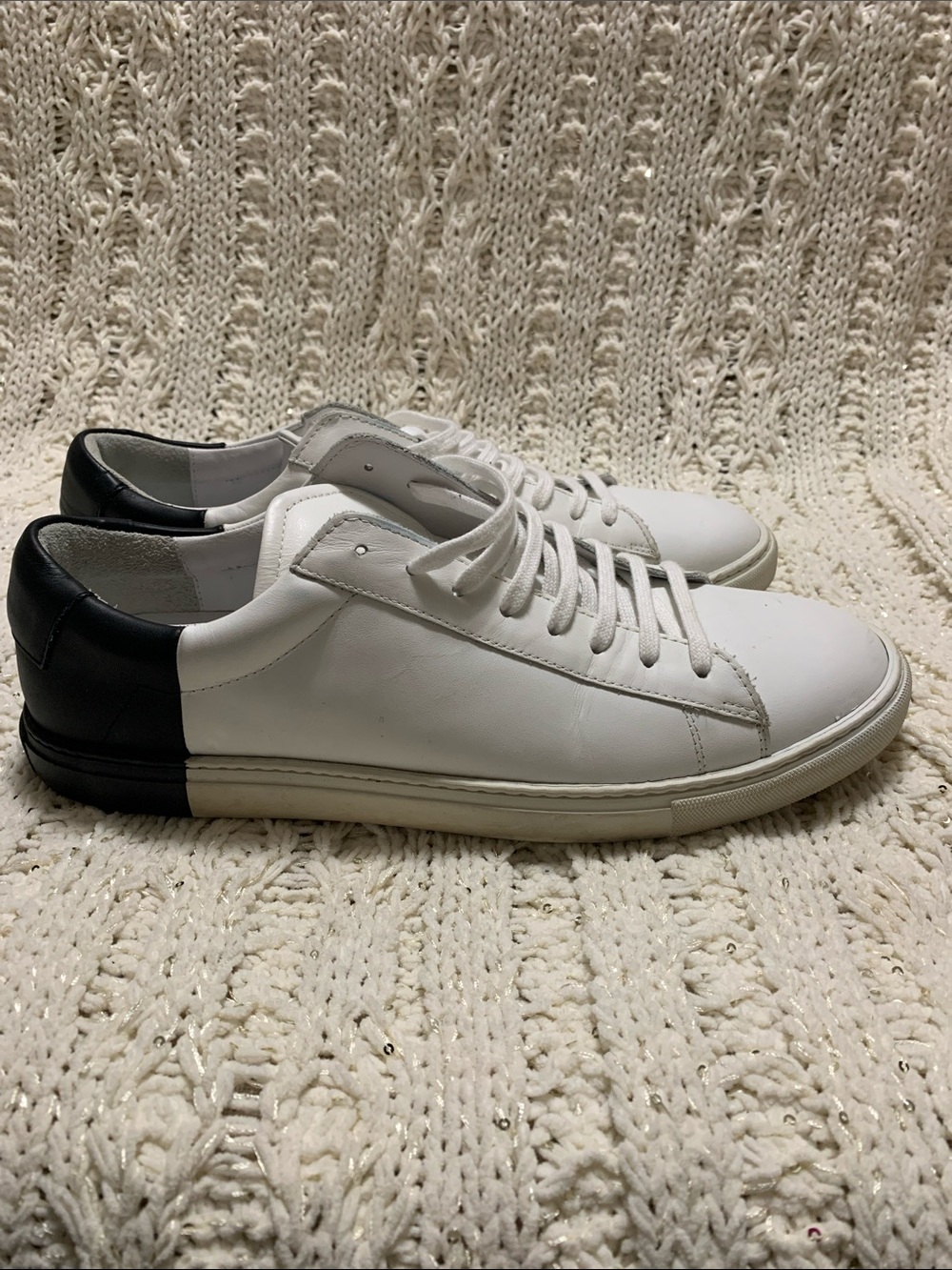 Oliver Cabell Men’s Low 1 White/Black Italian Leather Low-Top Sneakers Size 44